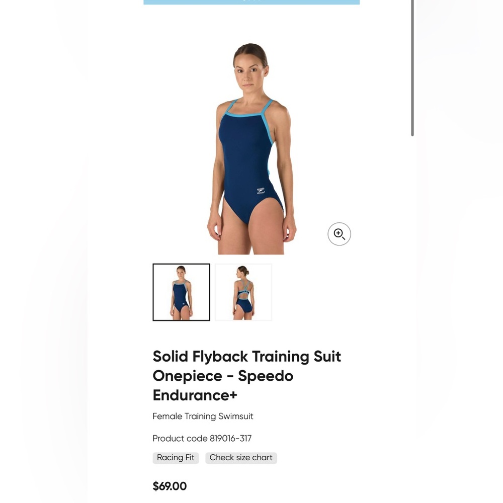 Women's Solid Endurance + Flyback Training One Piece Swimsuit- size 28